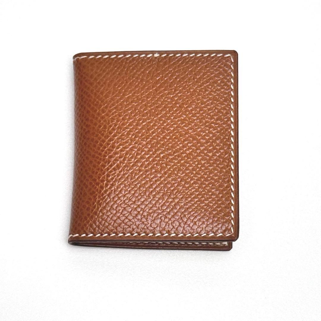 未使用保管品　茶　HERMES ミニフォトケース　キャメル　エルメス　写真入れ