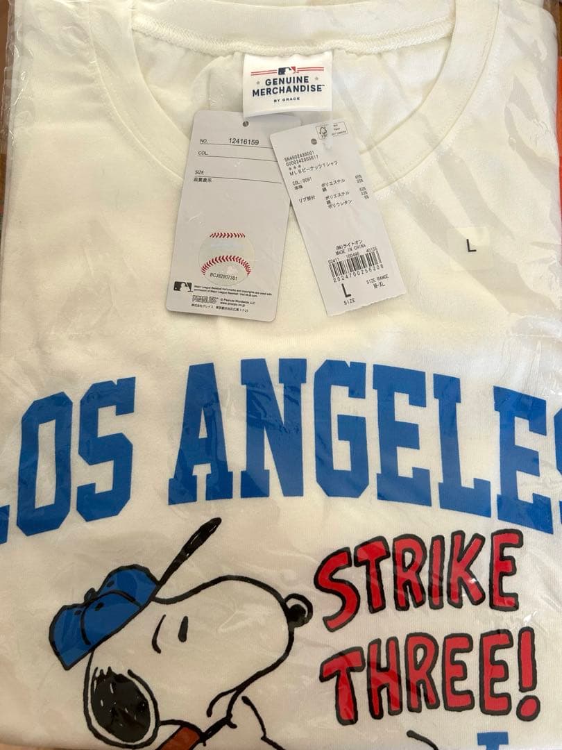 レア！　ドジャース　スヌーピー コラボ　Tシャツ　Lサイズ　LA ロサンゼルス