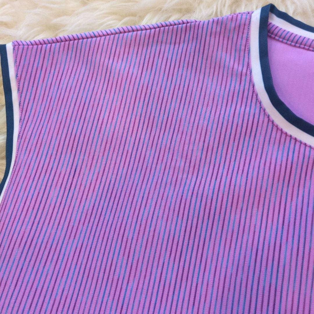 ヨネックスYONEX　テニス用紫色ストライプセットアップLサイズ