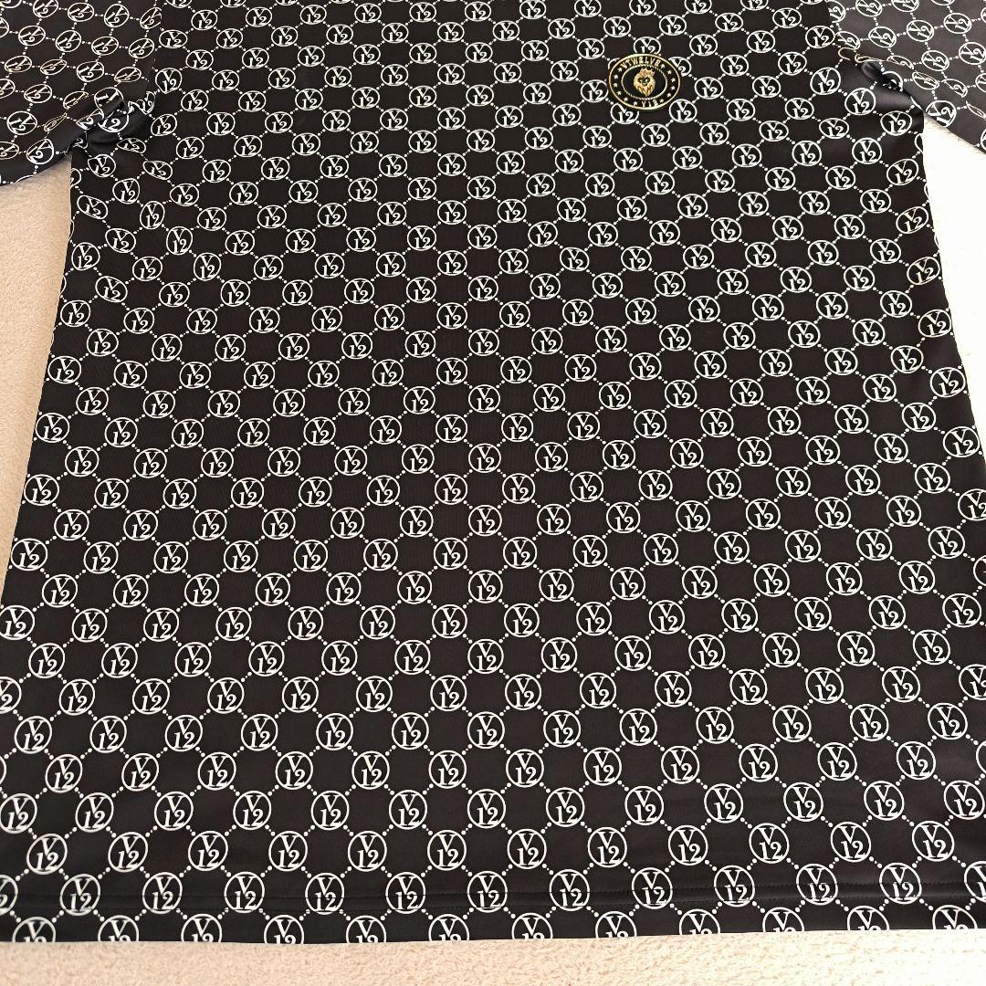 美品　V12 　ゴルフウエア MONOGRAM MOCK ブラック　L