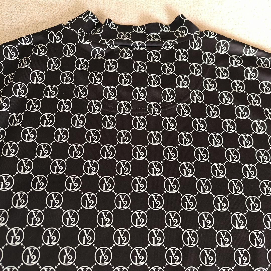美品　V12 　ゴルフウエア MONOGRAM MOCK ブラック　L