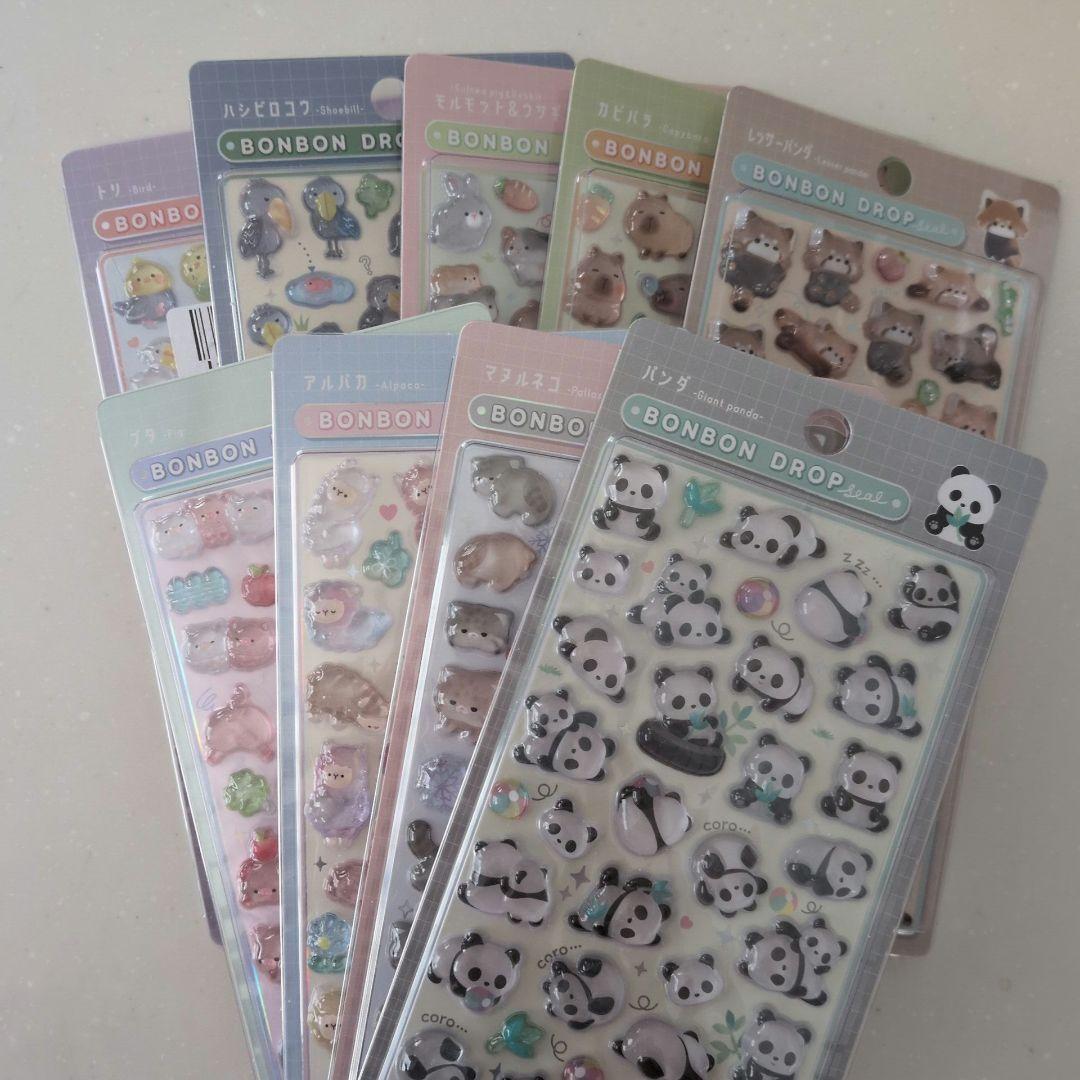 ボンボンドロップシール　9枚セット　新品　アニマル　動物