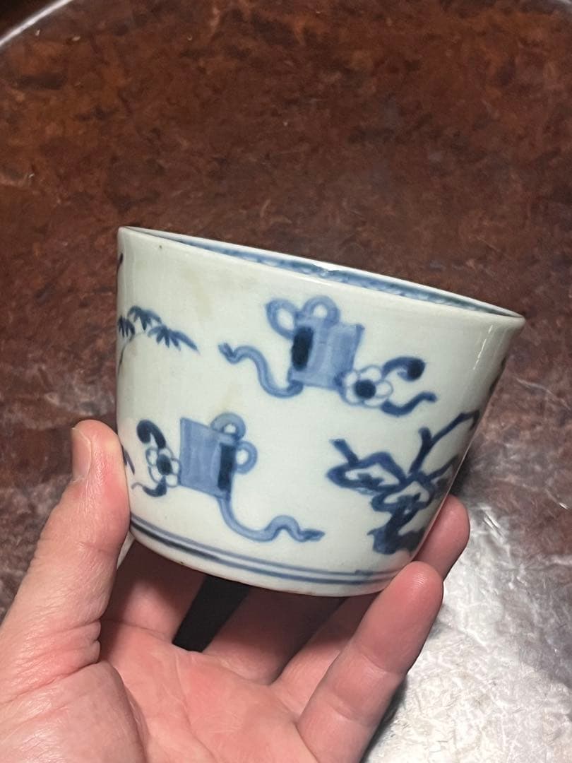 モダンデザイン　古伊万里　蕎麦猪口　散らし　無傷完品　大振り　松竹梅　柿右衛門
