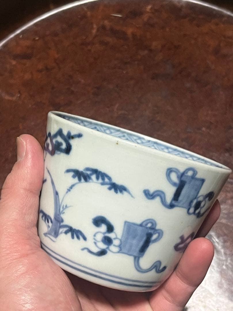 モダンデザイン　古伊万里　蕎麦猪口　散らし　無傷完品　大振り　松竹梅　柿右衛門