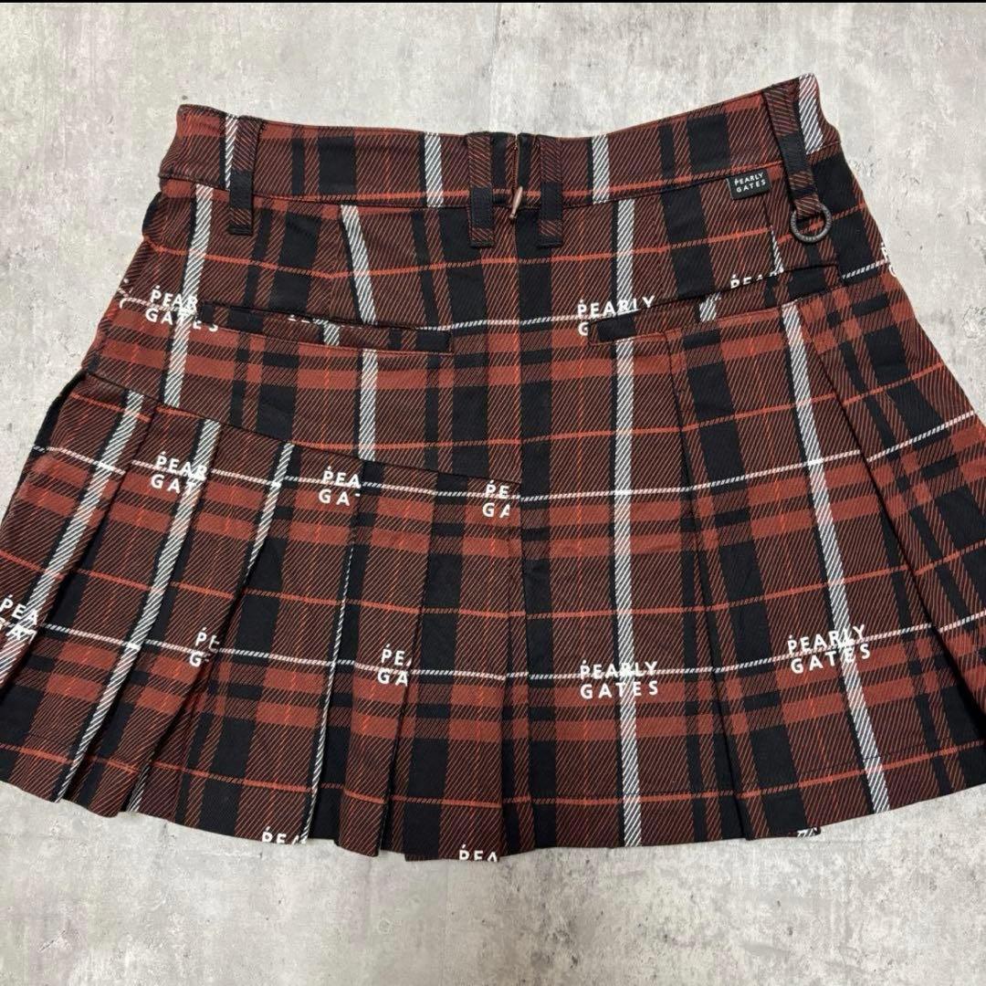 【パーリーゲイツ】美品 プリーツスカート チェック ロゴ 0サイズ レディース