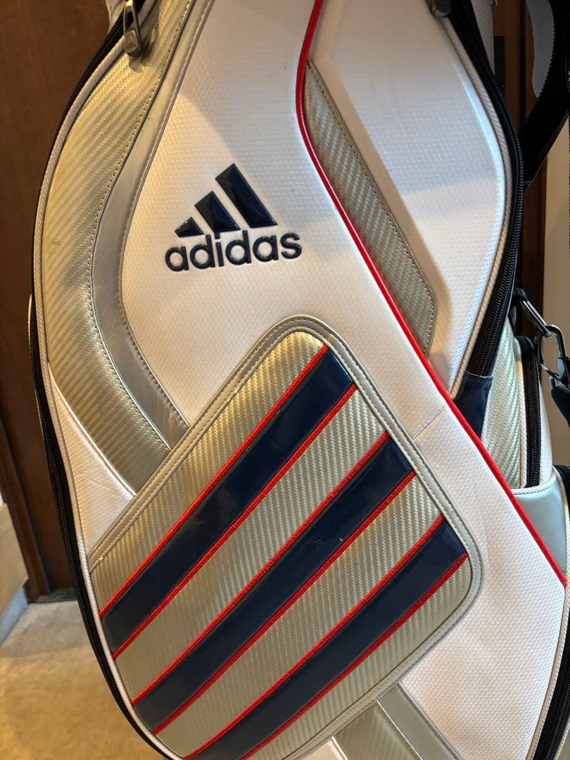 adidas アディダス ゴルフ キャディバッグ ホワイト×ネイビー　使用感あり
