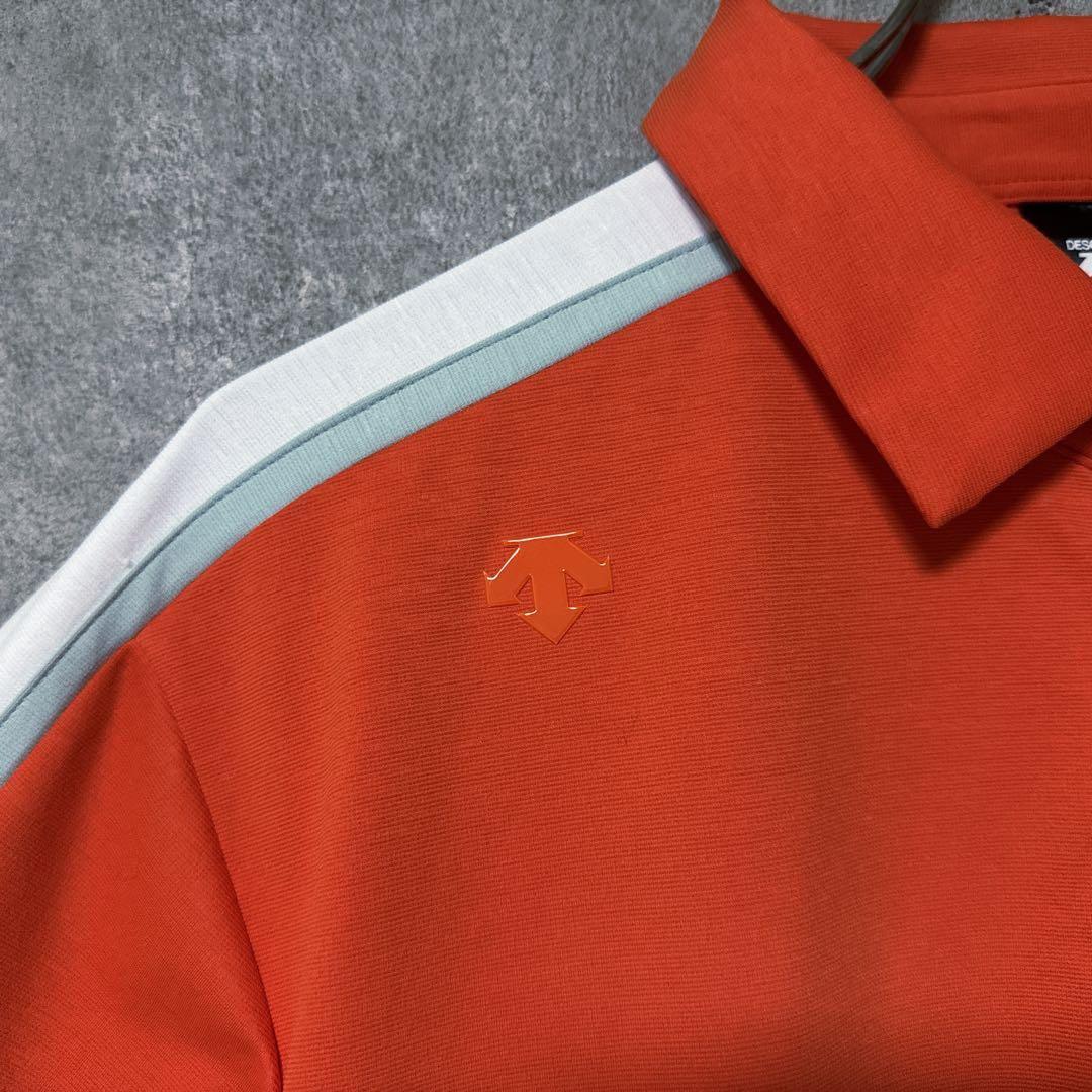 DESCENTE GOLF デサントゴルフ ロゴ ポロシャツ 半袖 オレンジ O