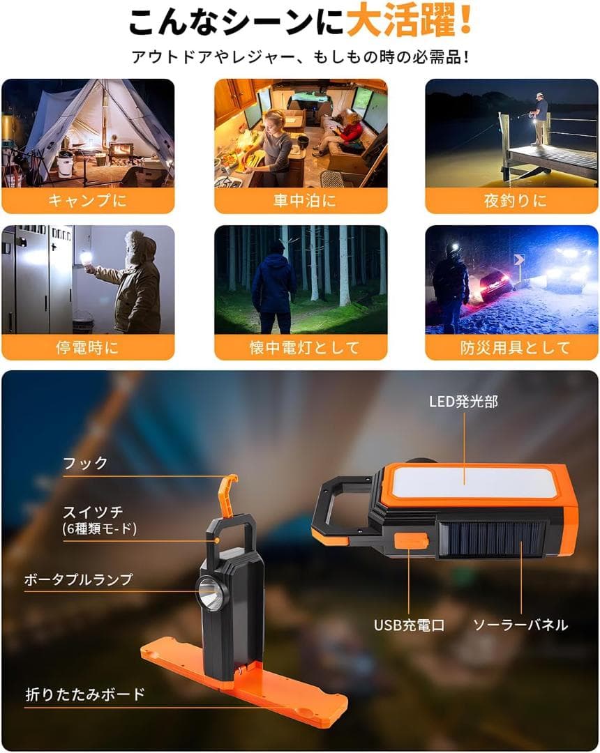 Uxxu ソーラー ランタン LED ランタン USB充電式 小型 無段階調光