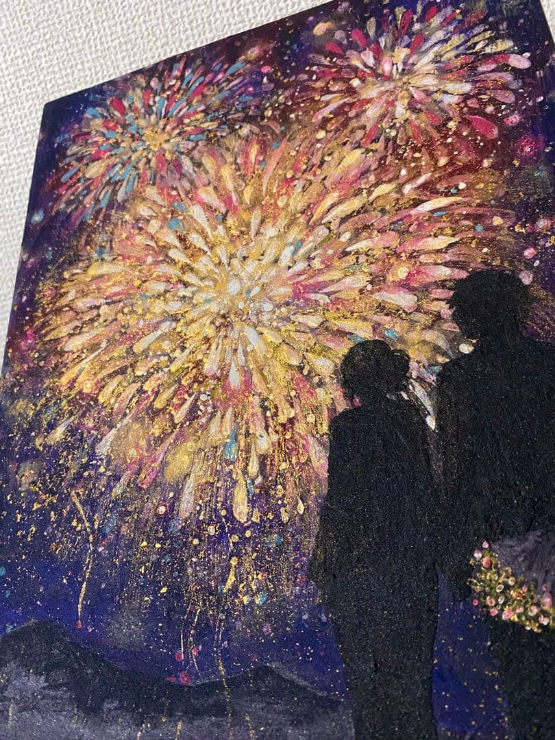 【原画・一点物】花火｜江川史織作|金箔使用｜日本画｜インテリア　アート