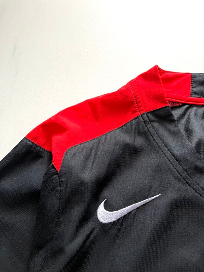 【美品】00s NIKE TOTAL90 ピステスーツセットアップ　黒/赤　M