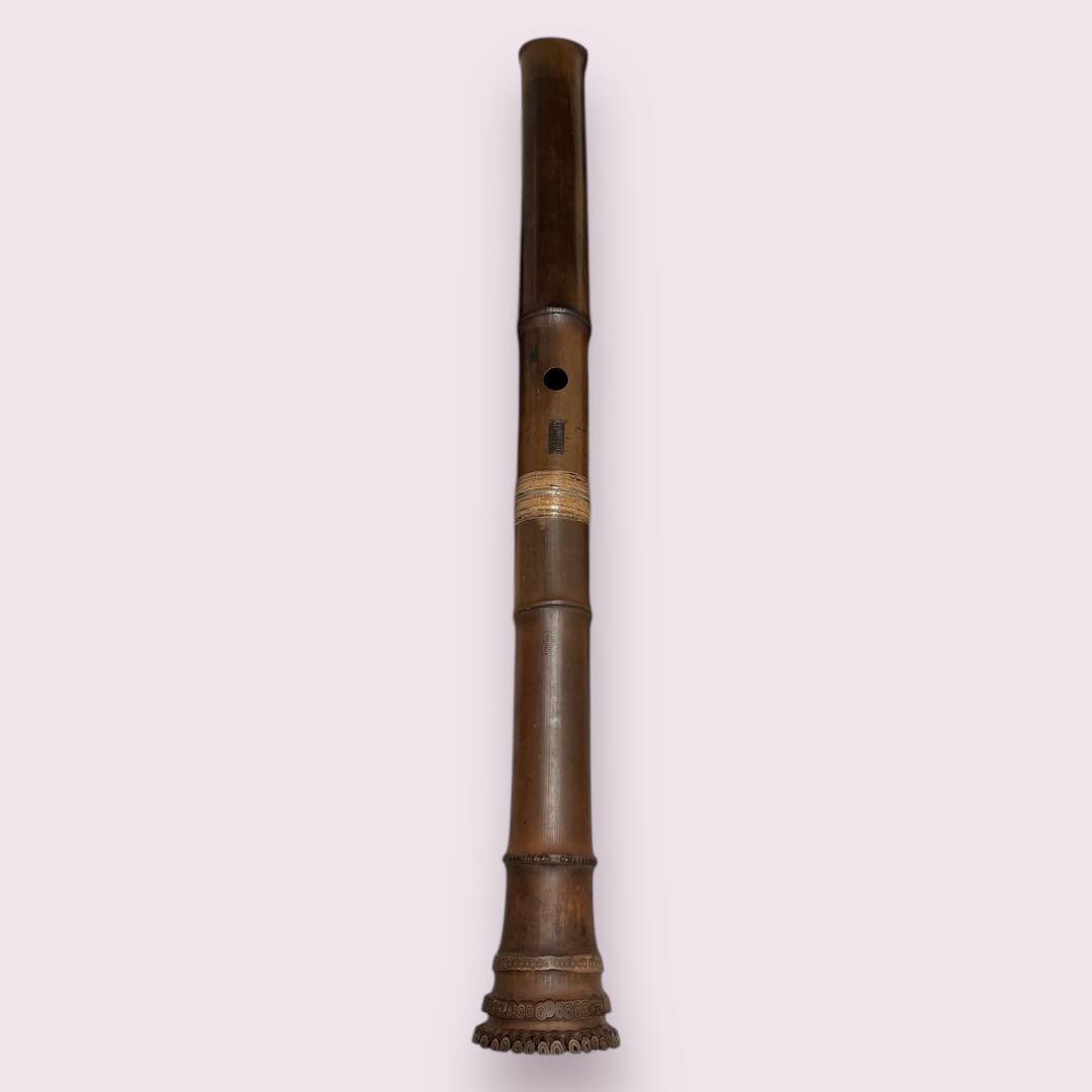 【美品】尺八 琴古流 一尺六寸管（田嶋撰・竹勇 銘）銀縁唄口