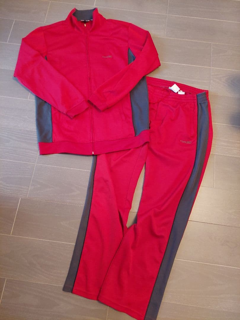 赤グレー Reebok ジャージ上下セット XL