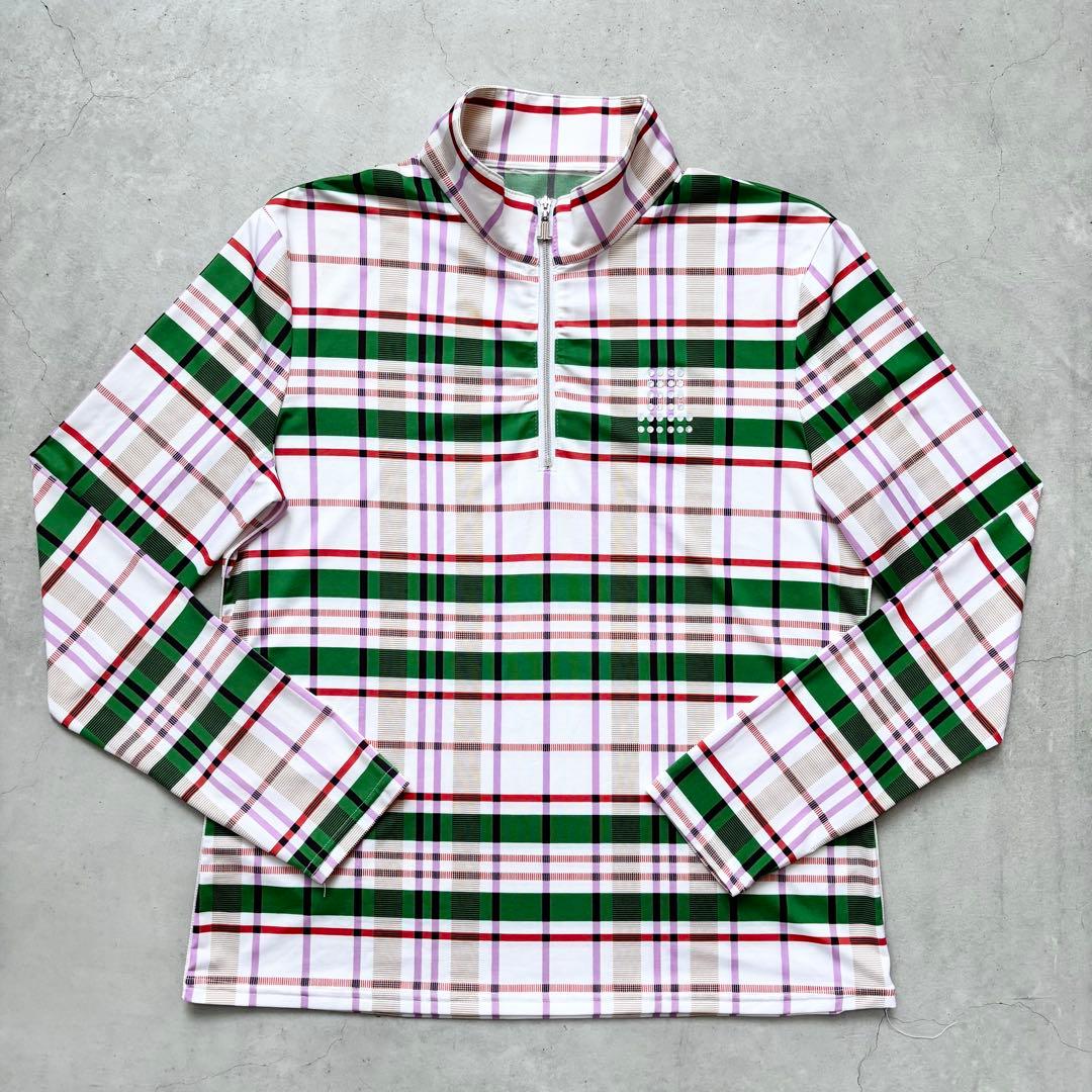 【美品】LANVIN SPORT ハイネックハーフジップシャツ タータンチェック