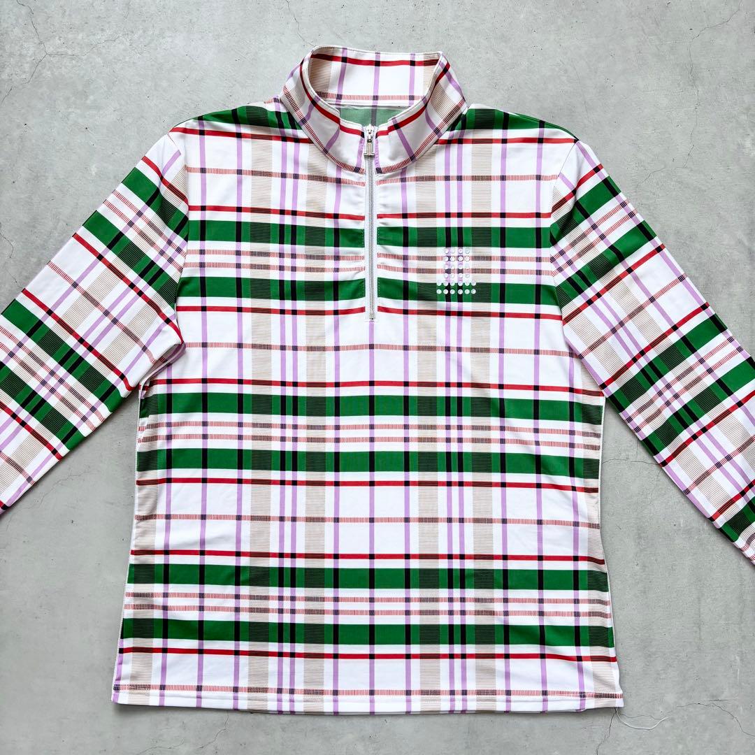 【美品】LANVIN SPORT ハイネックハーフジップシャツ タータンチェック