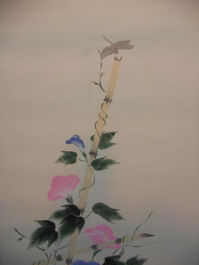 掛け軸 契雪 作 『 朝顔 』 絹本 希少 軸装 茶道具 掛軸 美品 です。
