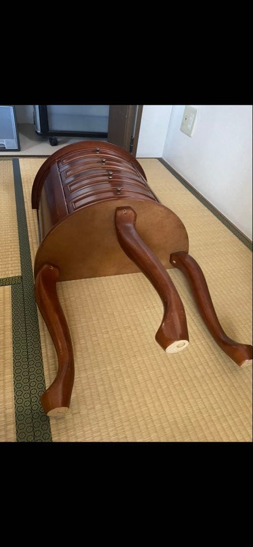 木製円形チェスト 4引き出し