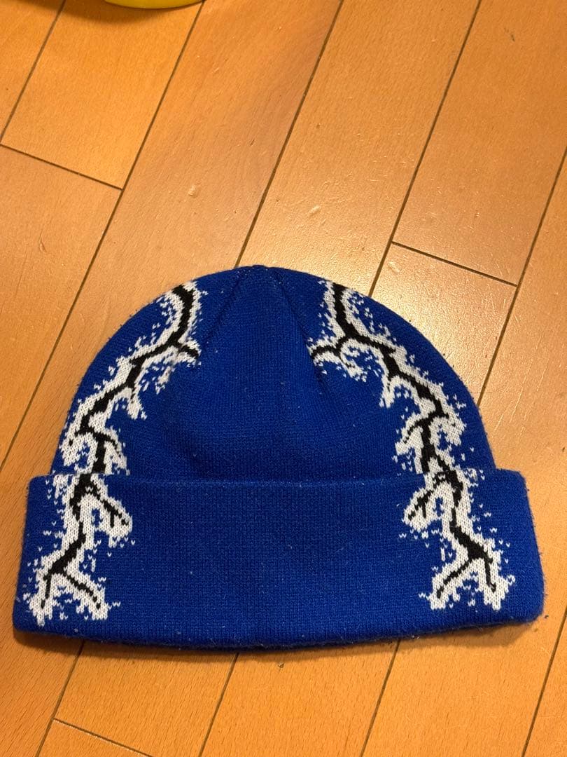 青 ホッケー ニット帽