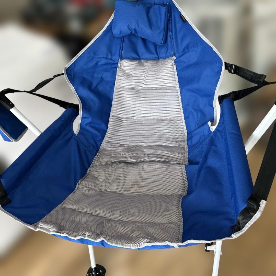 折りたたみ式キャンプチェア ブルー　ゆらゆらハンモック