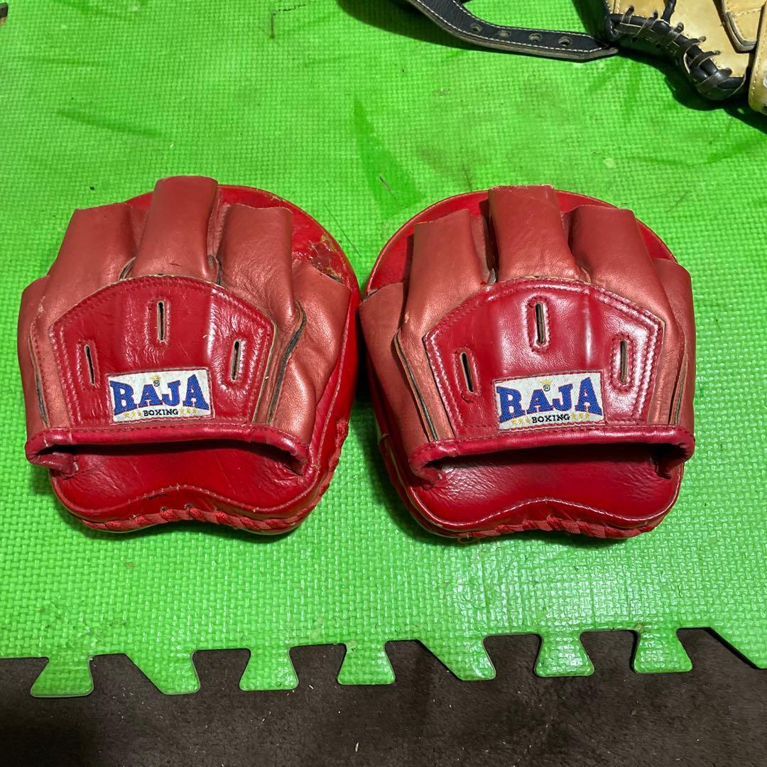 最終価格RAJA 、明倫本革パンチングミットセット