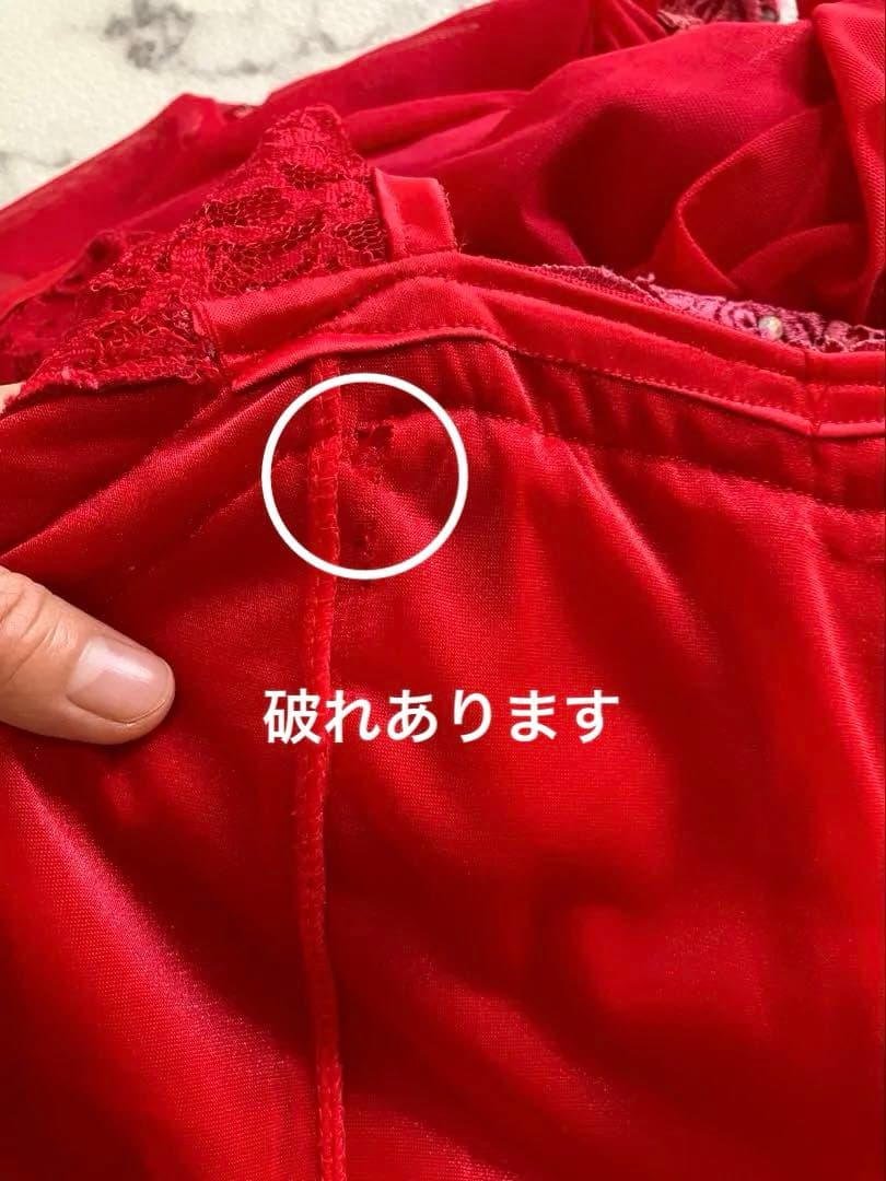 社交ダンスドレス　赤いロングドレス　レッスンウェア　ミニデモ　パティー　S〜M