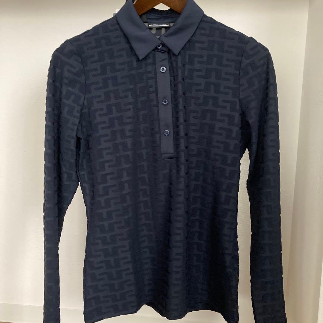 【新品】J.LINDEBERG レディースゴルフ長袖ポロシャツ ネイビー L
