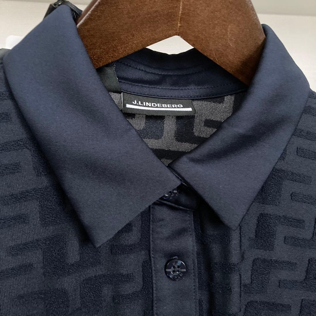 【新品】J.LINDEBERG レディースゴルフ長袖ポロシャツ ネイビー L