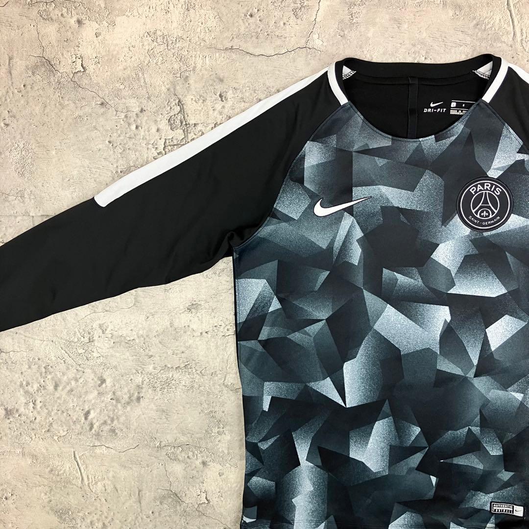 NIKE パリサンジェルマン PSG 長袖ドリルトップ 古着 刺繍ロゴ ブラック