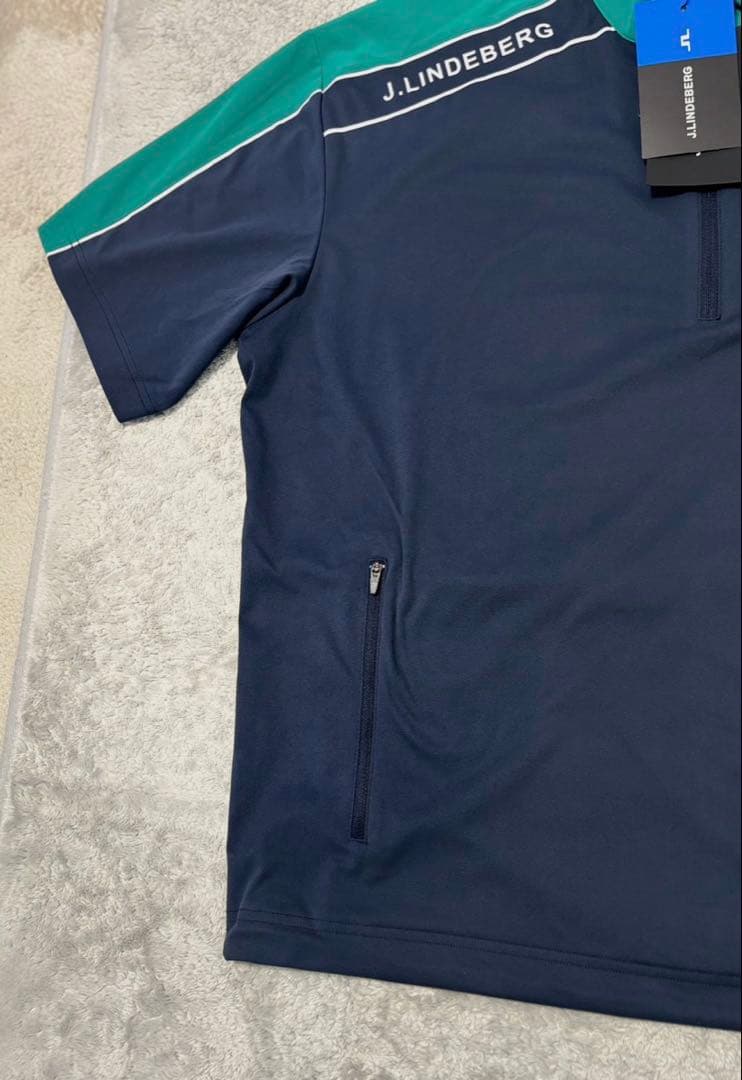新品 J.LINDEBERG 半袖シャツ モックネック ハーフジップアップ L