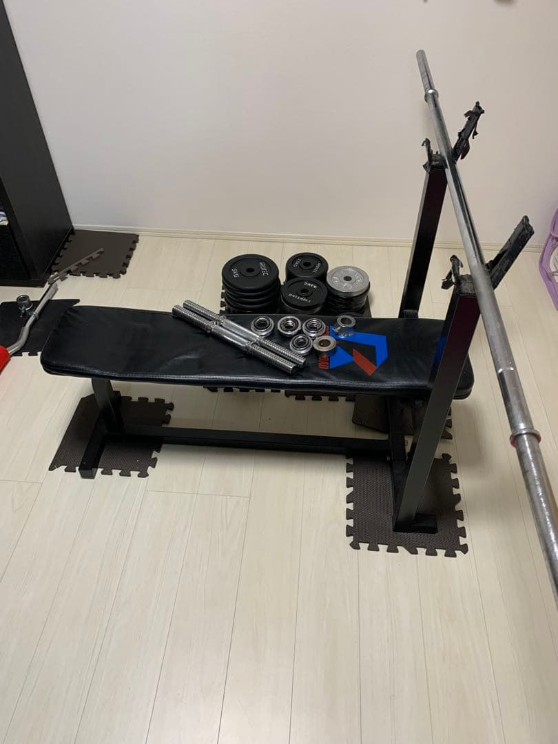 ベンチプレス　Wシャフト　可変式ダンベル　107.5kセット