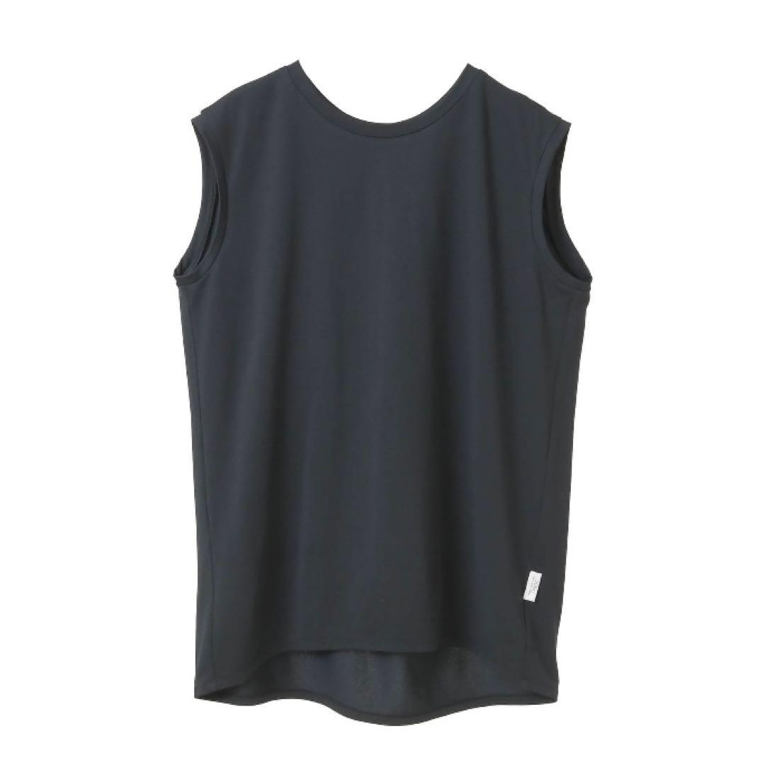 ジュリエ ヨガウェア ロング丈 ノースリーブ プルオーバー Tシャツ 黒 ヨガ