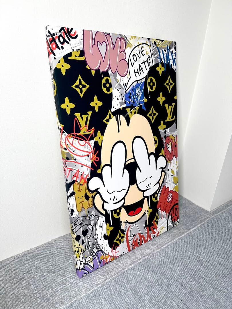 No.114木枠付きキャンバスアート　アートパネル　オマージュアート　バンクシー