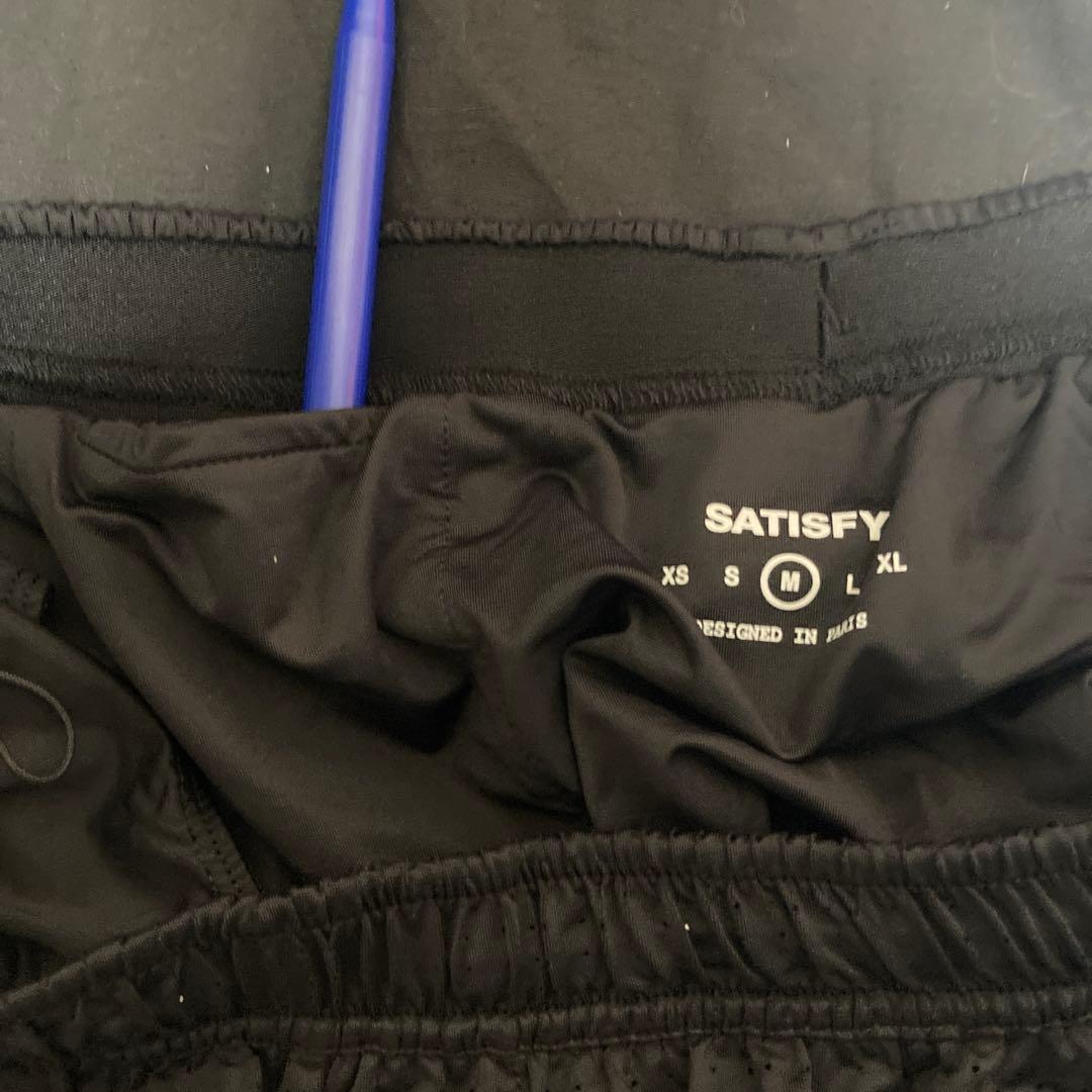 SATISFY SPACE-O MESH DISTANCE SHORTS 黒 L