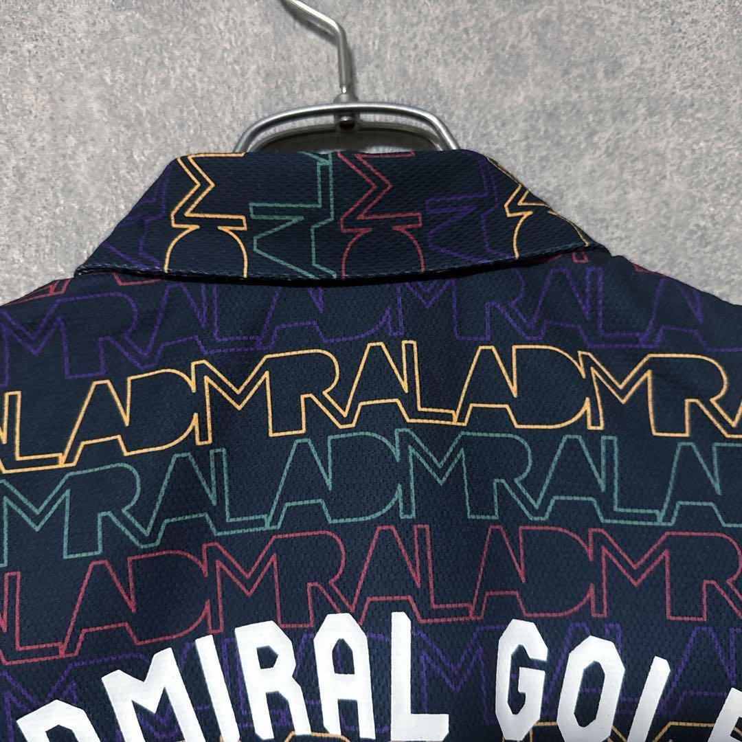 Admiral GOLF アドミラルゴルフ ポロシャツ 総柄 ネイビー L 半袖