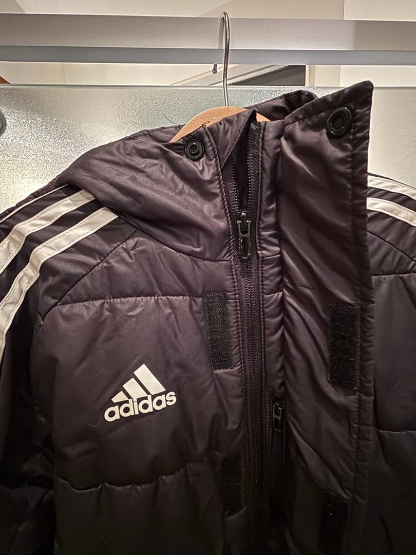 adidas フード付きベンチコート 黒