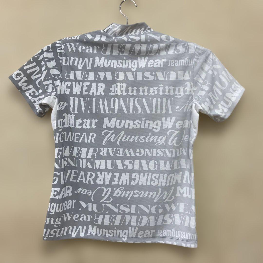 Munsingwear レディスゴルフグレー ロゴプリント 半袖シャツ