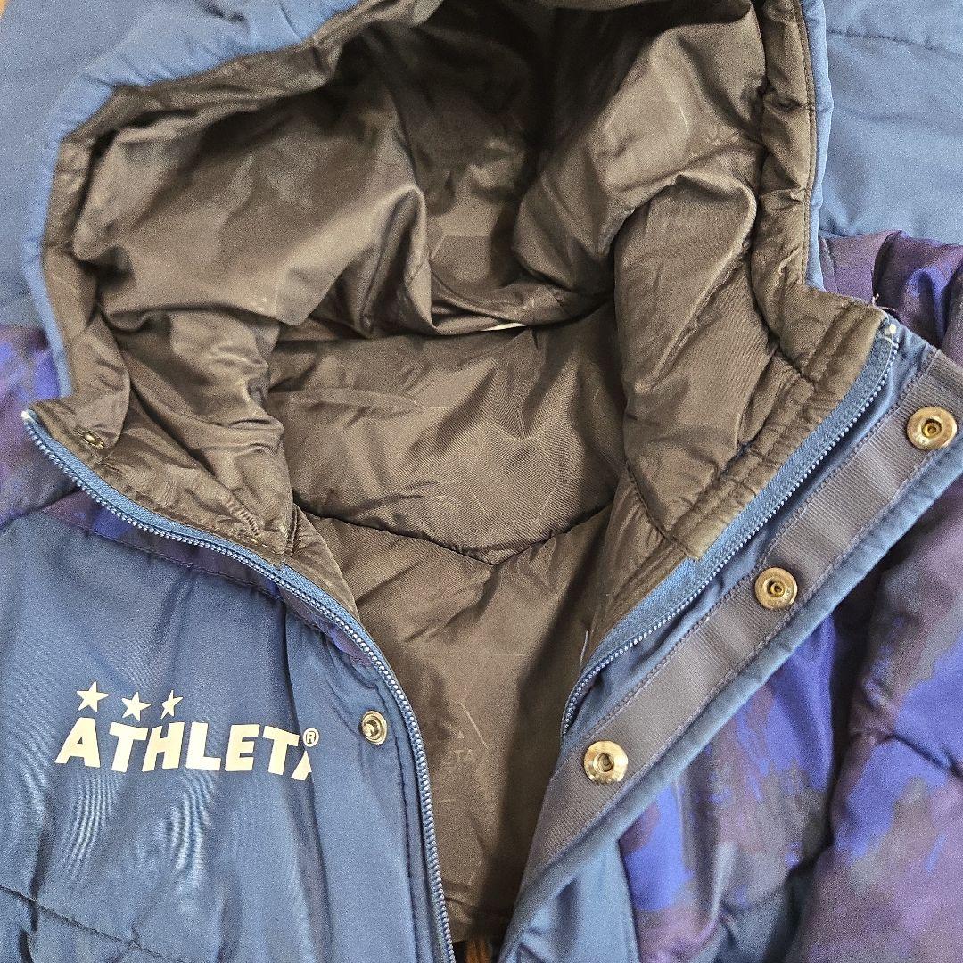 140 ATHLETA フード付きベンチコート ネイビーブルー
