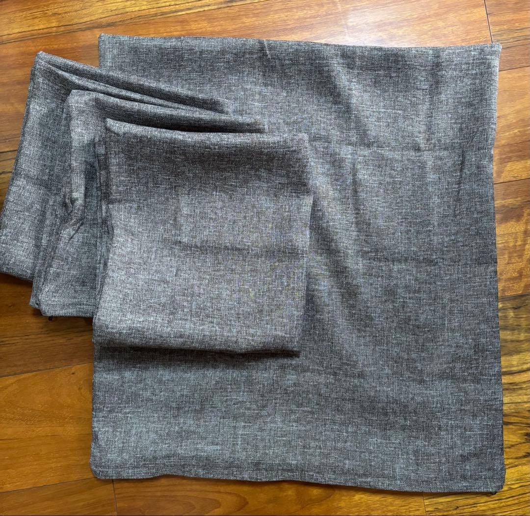 ✨美品✨座布団 4枚セット(55×59)　座布団カバー(ブラウン) 4枚付き