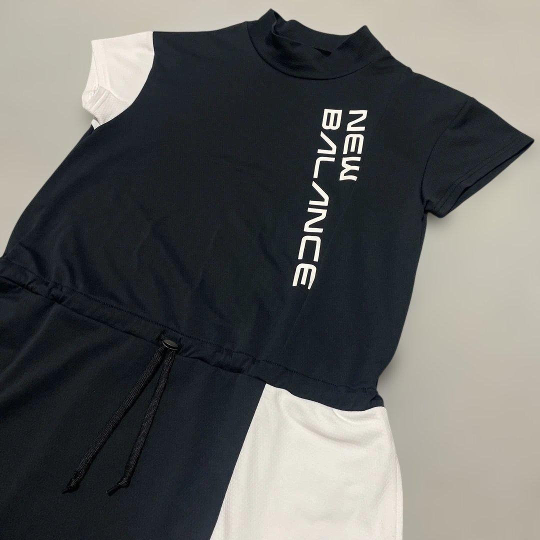 NEW BALANCE GOLF 半袖モックネックワンピース ブラックホワイト0