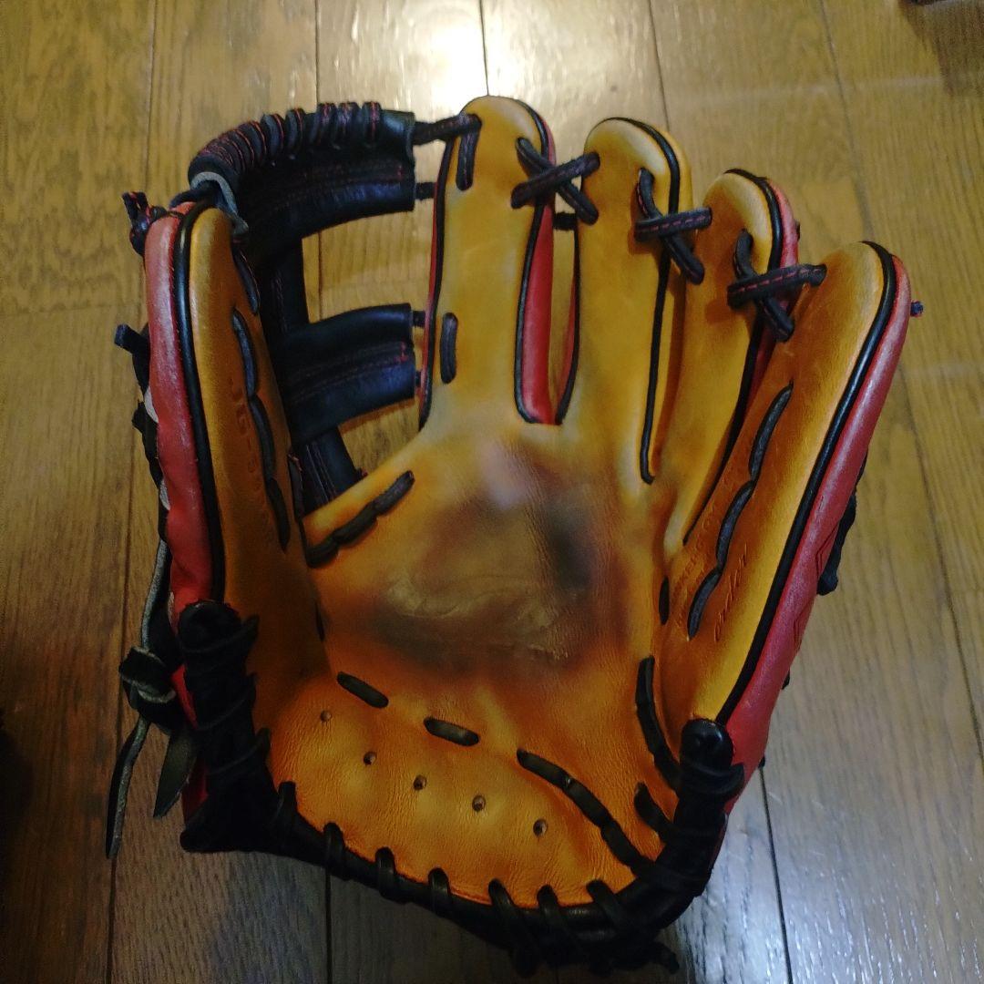 ジュンケイ 軟式オーダーグローブ 右投げ用 レッド/イエロー/ブラック