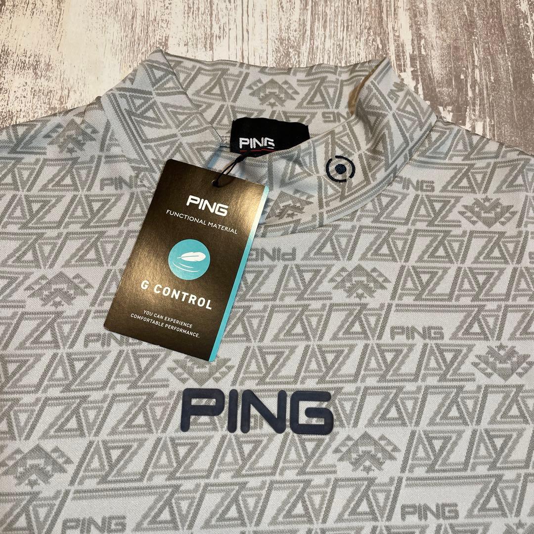 PING ピン ゴルフウェア　長袖　モックネックシャツ Lサイズ　グレー