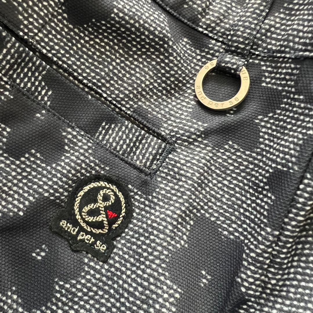 【新品】and per se アンパスィ　ワンピース　半袖　ゴルフ　ロゴ　柄　M