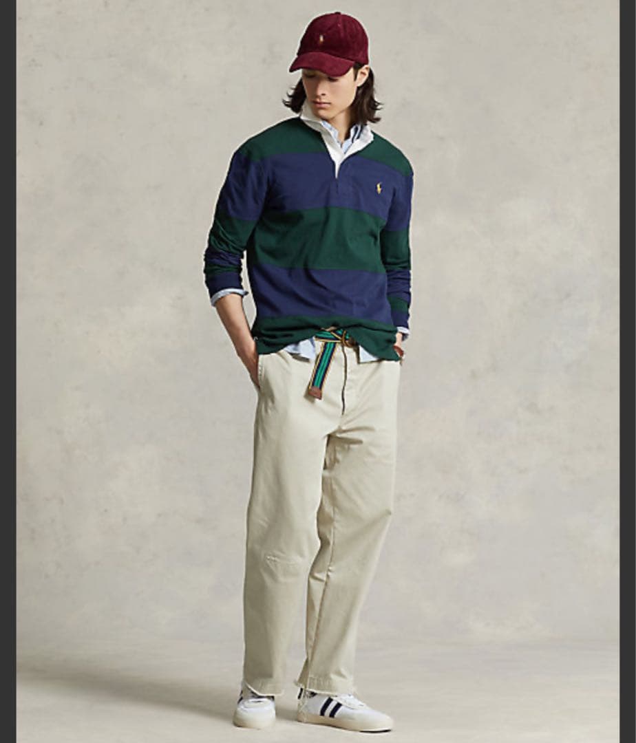 Ralph Lauren ラガーシャツ 緑と紺のストライプ