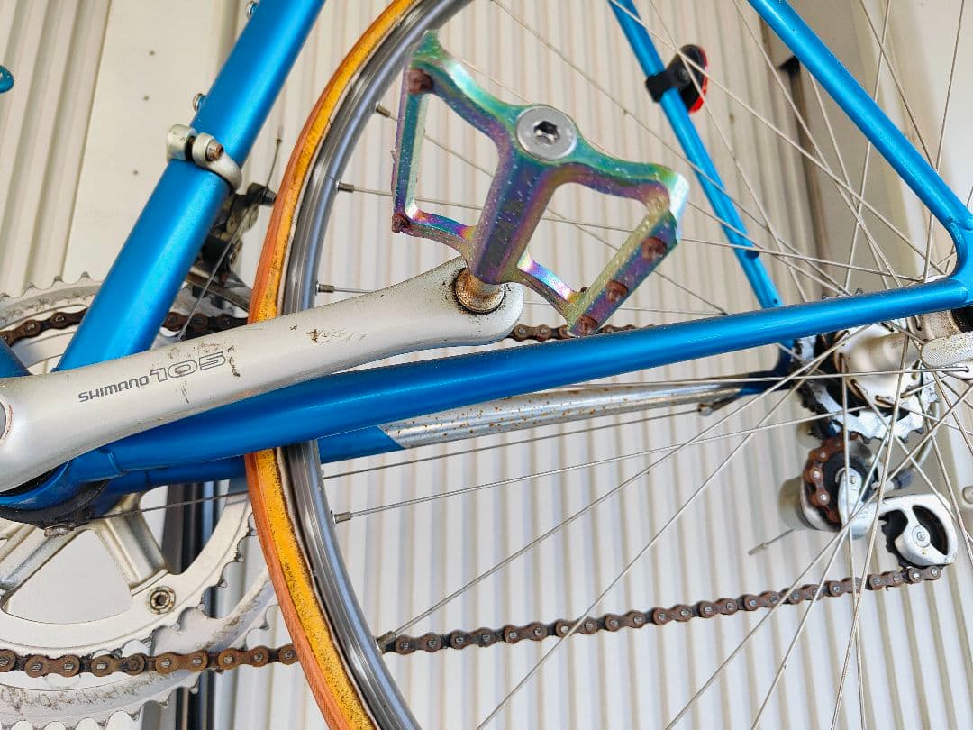 パナソニック クロモリ 青いスポーツサイクル Shimano 3段変速