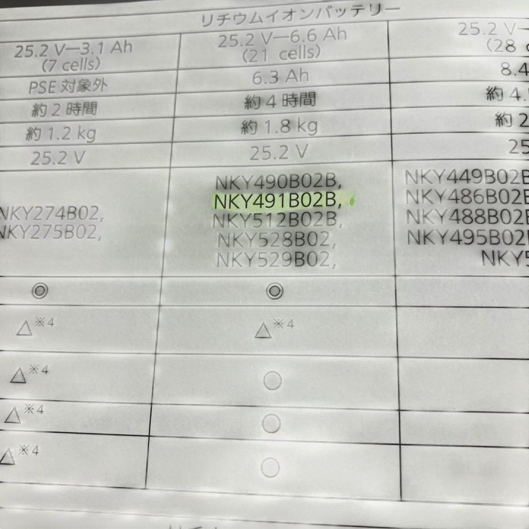Panasonic NKY491B02B リチウムイオンバッテリー 6.6Ah