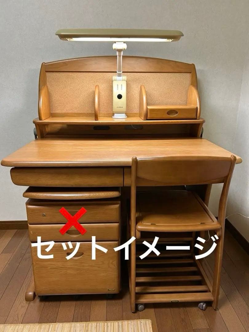 マルニ　天然木　学習机　①机+上棚