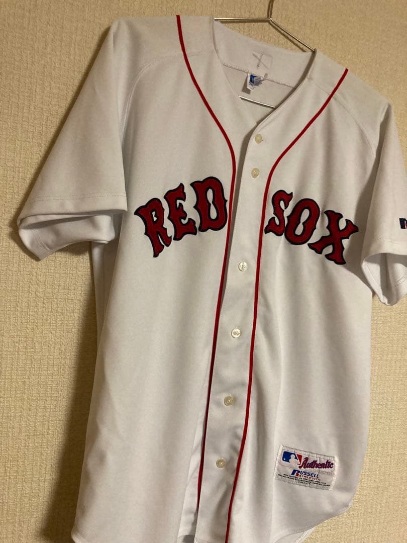 希少90sRUSSELL MLB公式ベースボールシャツRED SOX　USA製