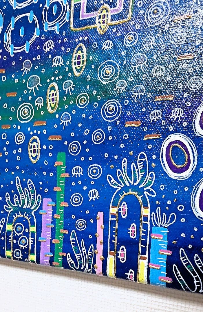 アート作品 アクリル画 深海の世界22✕27.5cm