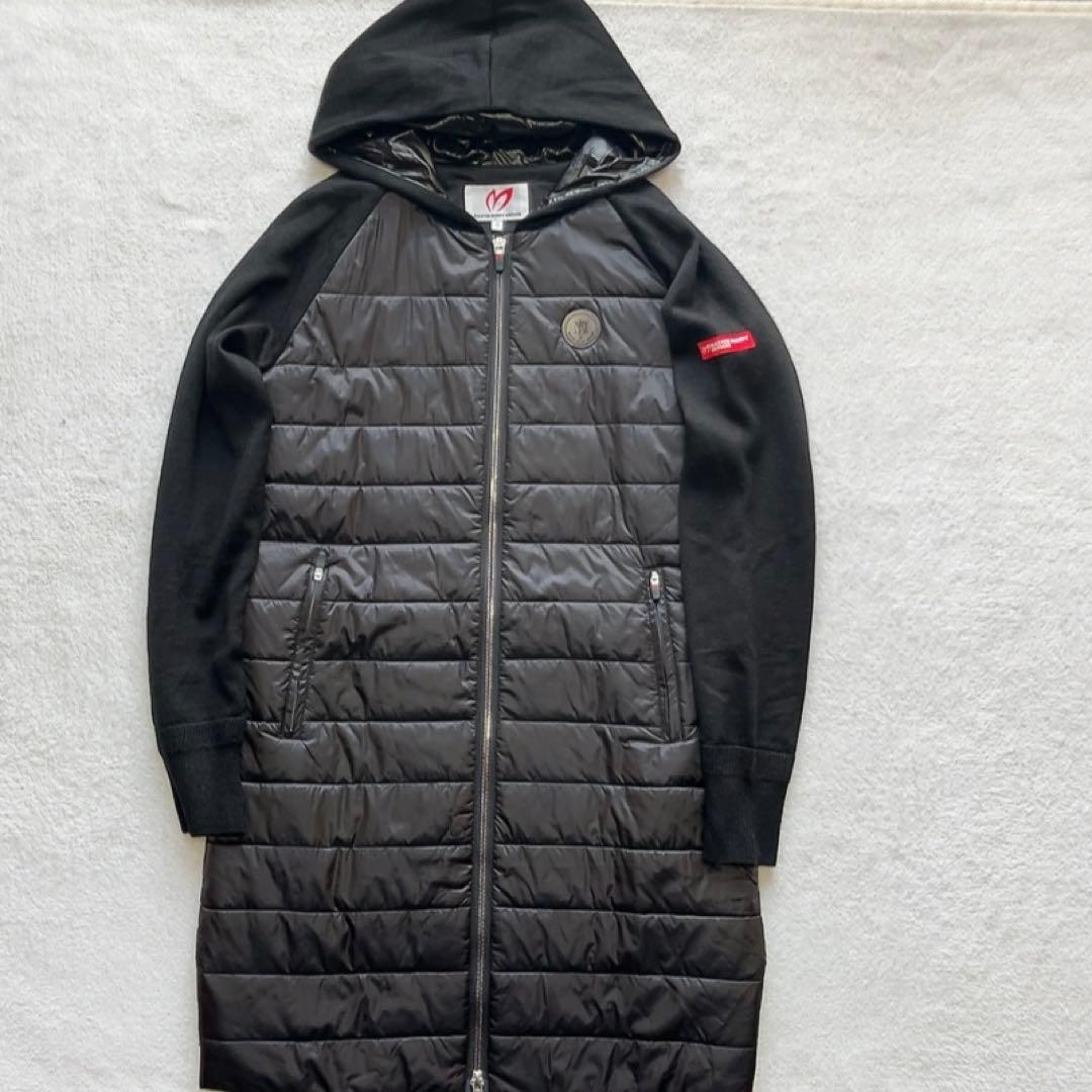 極美品　マスターバニー　中綿　ワンピース　コート　ニット　蓄熱裏地　フード　黒