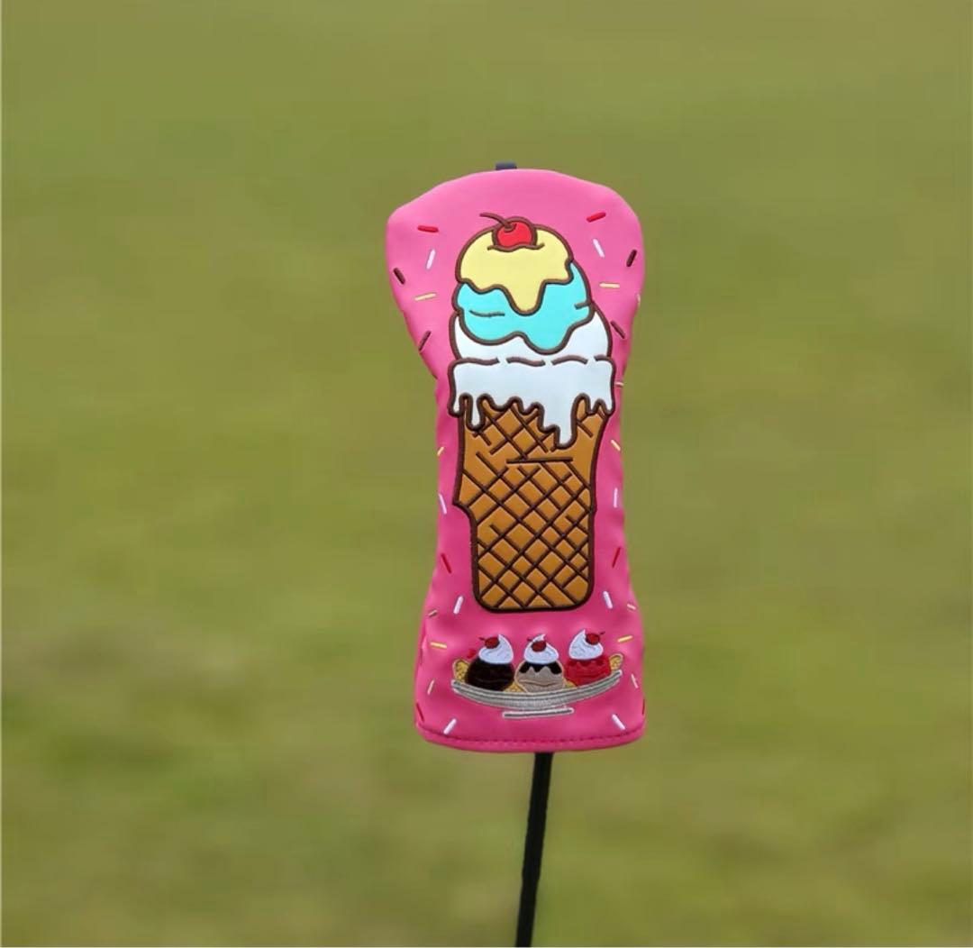 【シーズン新製品4点セット】アイスクリームかわいいゴルフクラブヘッドカバーピンク