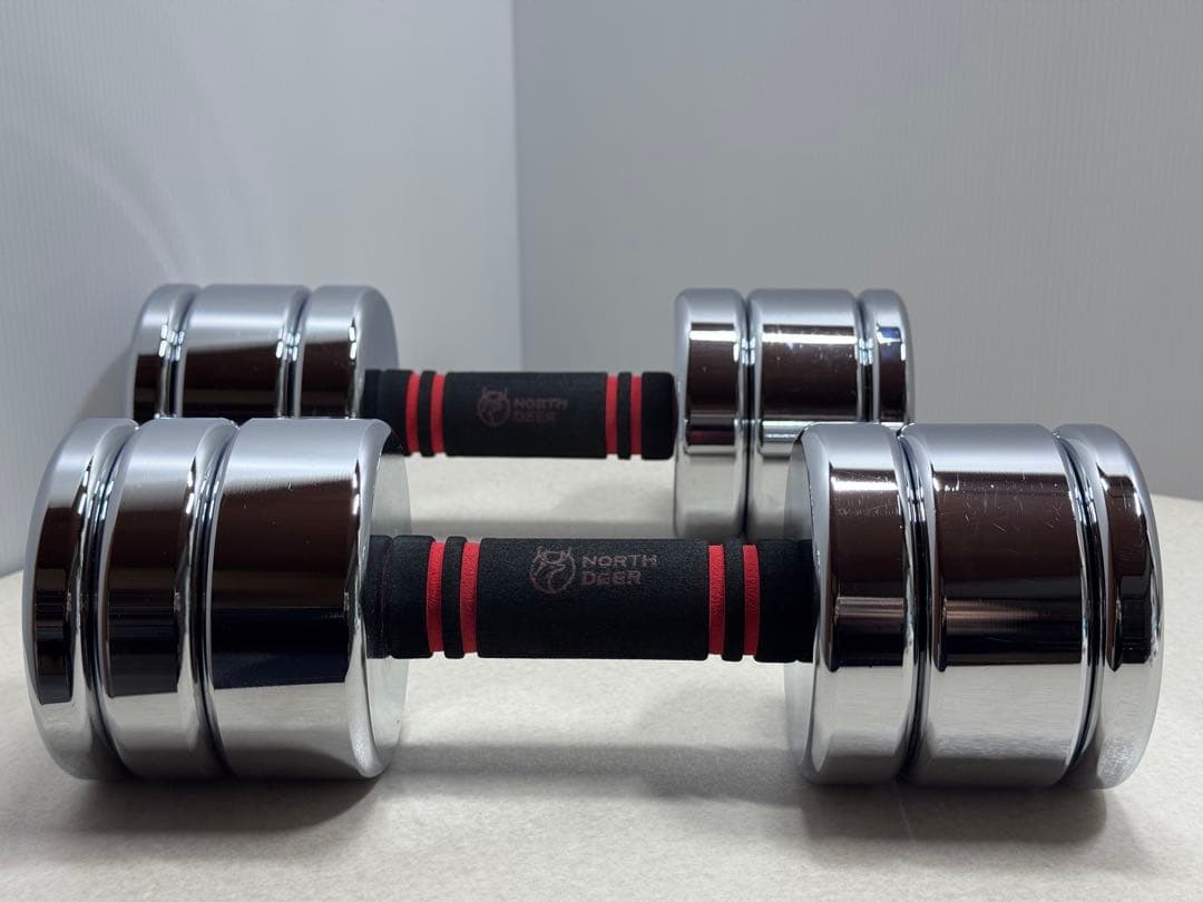 Northdeer　可変式スチール製ダンベル 10kg 2個セット　鏡面仕上げ